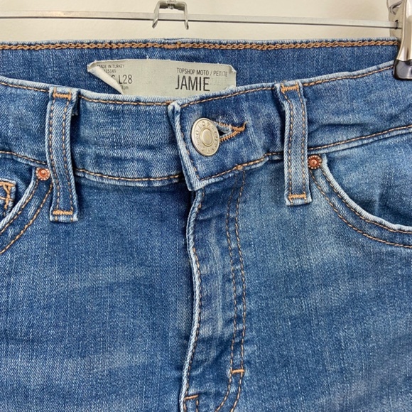 Topshop Jamie Moto denim wash high rise skinny jeans Sz 26 - Picture 4 of 6